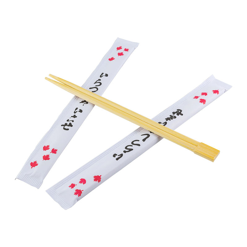 Paper Sleeve Wrapped Custom Bamboo Chopsticks Natural Color