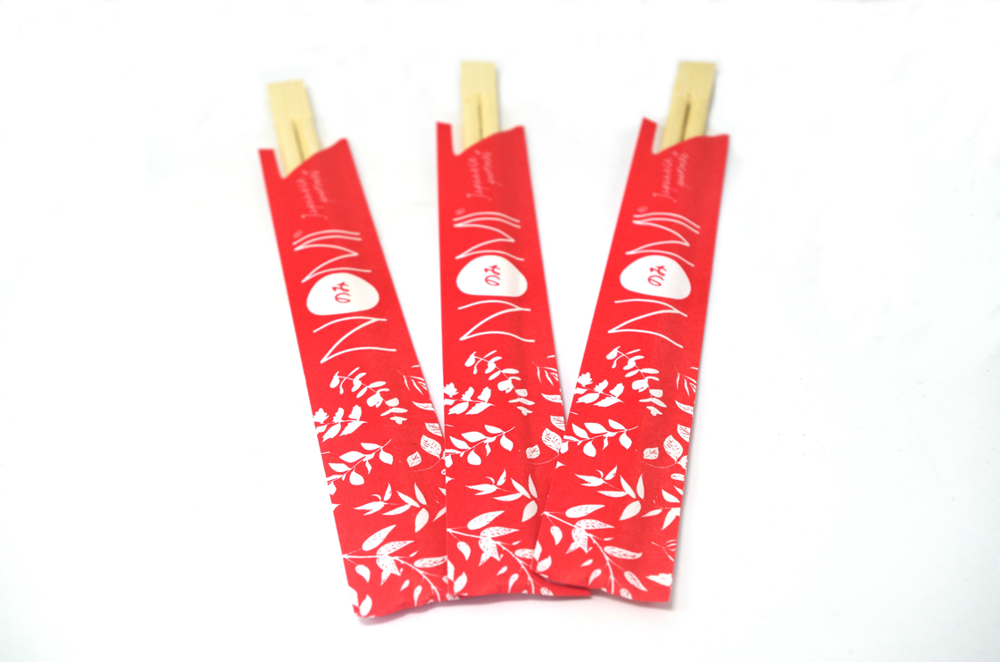 Paper Wrapped 23CM Disposable Bamboo Chopsticks With Customized Logo
