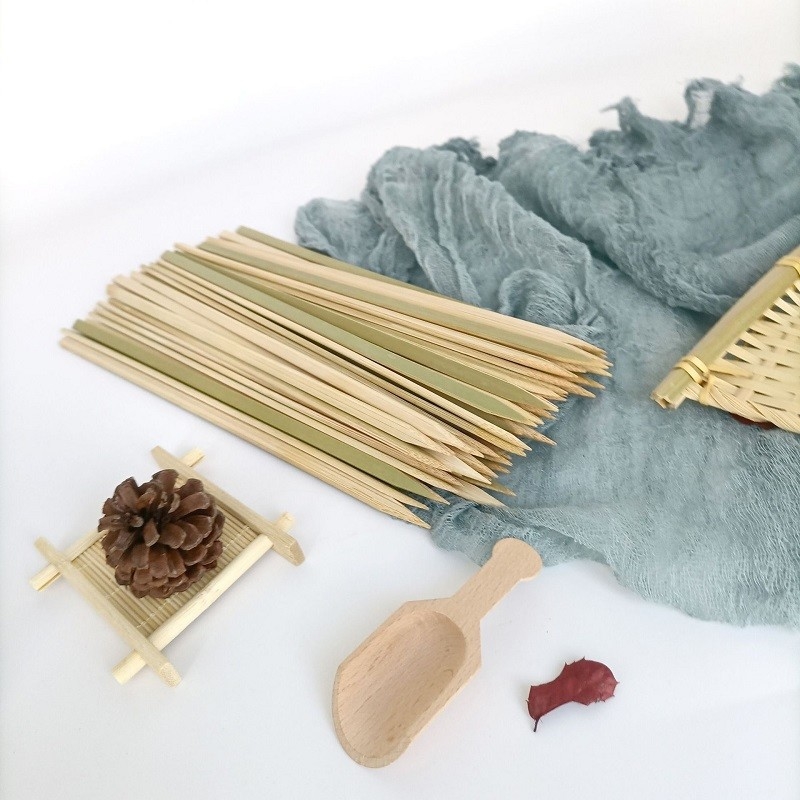 Factory Bamboo Skewer BBQ Flat Natural Biodegradable Flat Disposable Skewers