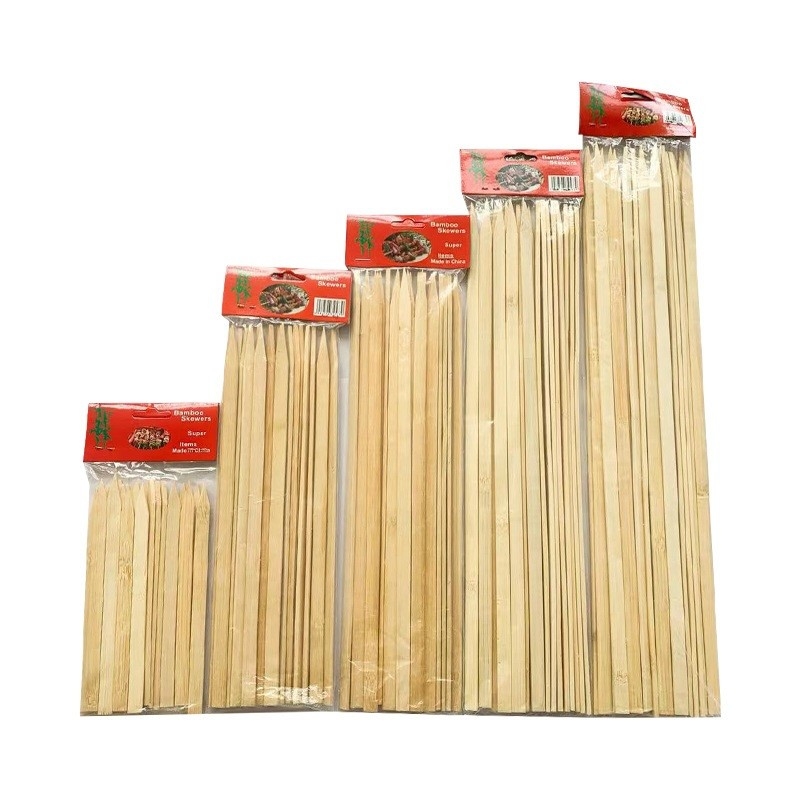 Factory Bamboo Skewer BBQ Flat Natural Biodegradable Flat Disposable Skewers