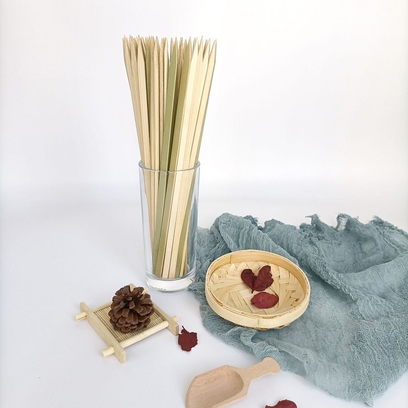 Factory Bamboo Skewer BBQ Flat Natural Biodegradable Flat Disposable Skewers