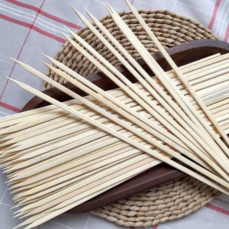 Factory Bamboo Skewer BBQ Flat Natural Biodegradable Flat Disposable Skewers