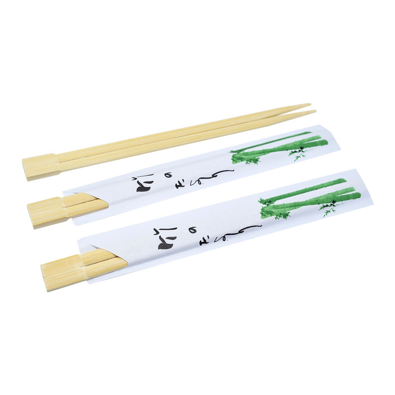 Custom Logo Sushi Bamboo Disposable Chopsticks With Semi Paper Wrapper